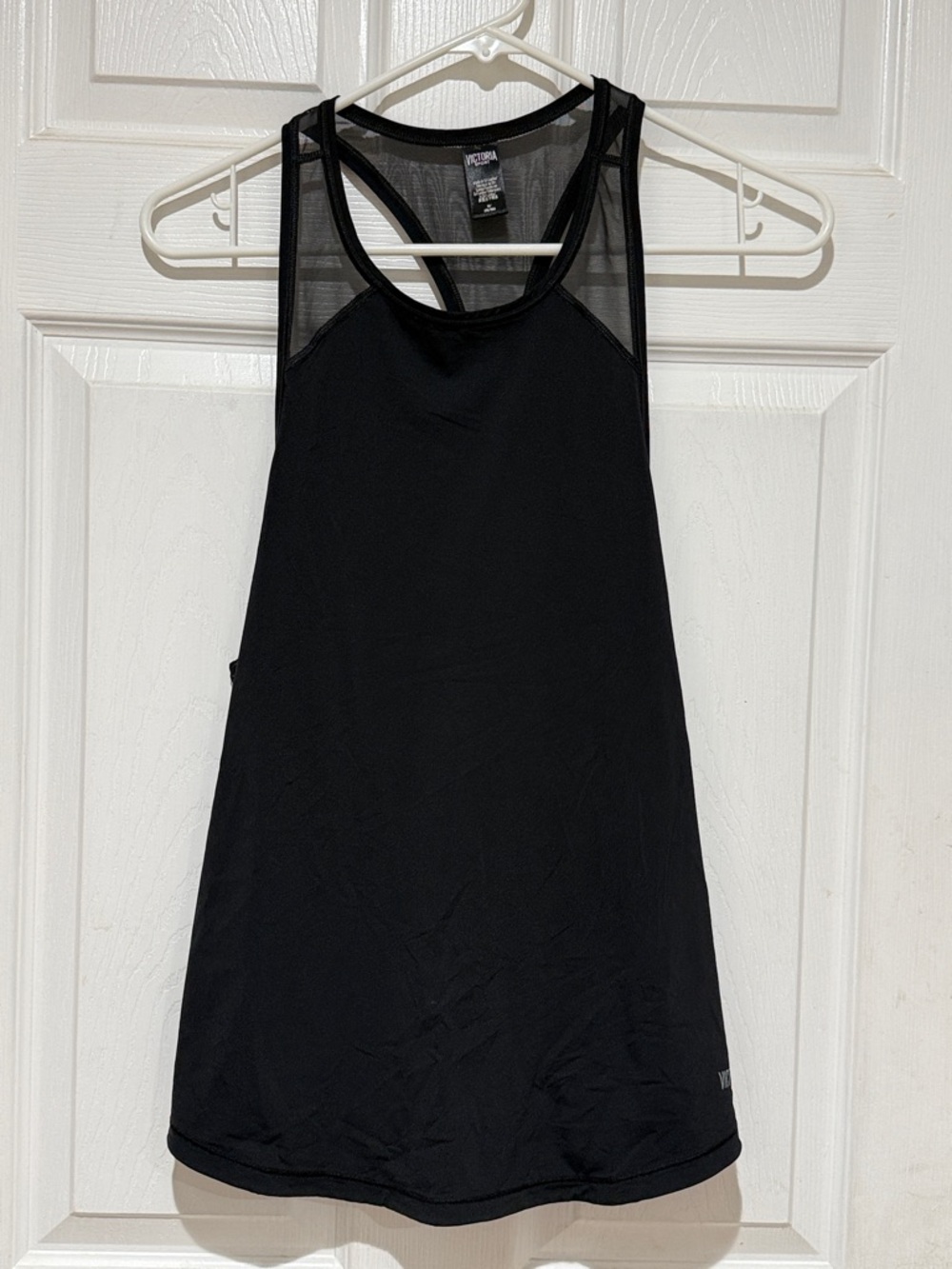 Victoria's Secret Black Mesh-Panel Racerback Tank